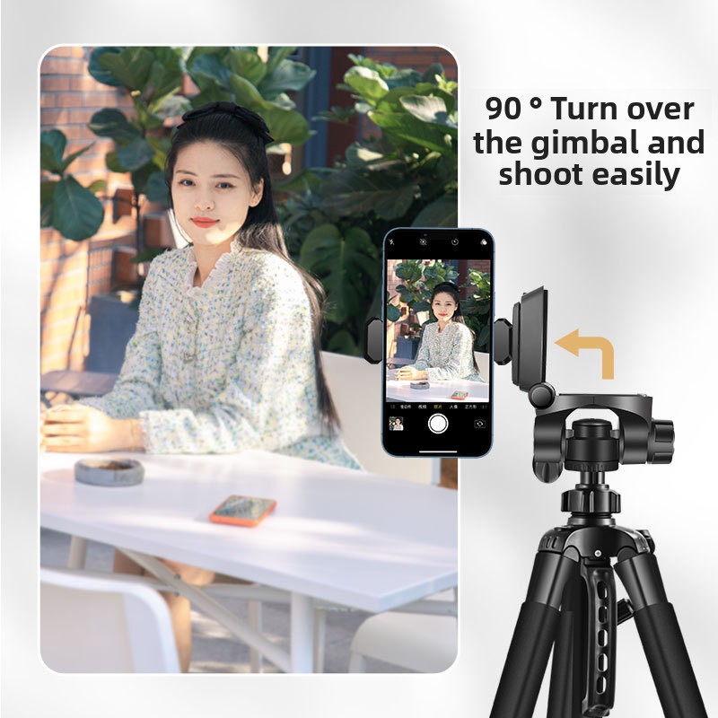 Photography Lighting Options - 1.4mの携帯電話用カメラ三脚、シングルポジション・3ポジション撮影対応、ライトオプション付き、ライブビデオストリーミングや写真撮影用三脚