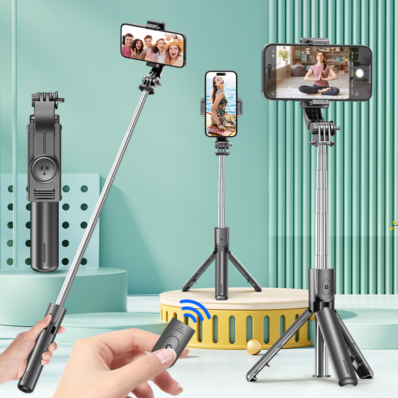 Photography Lighting Triangle - Selfie Stick 三脚、取り外し可能な Bluetooth リモート付き、360 °