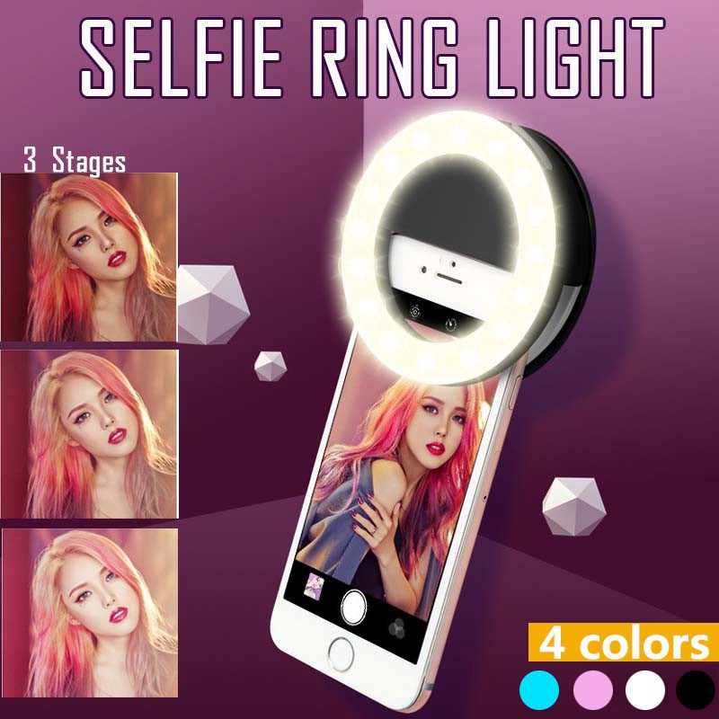 Quality Photography Lighting - LEDセルフィーリングライト,3レベル調整モード,USB充電付き照明,セルフィーランプ,携帯電話の写真撮影用