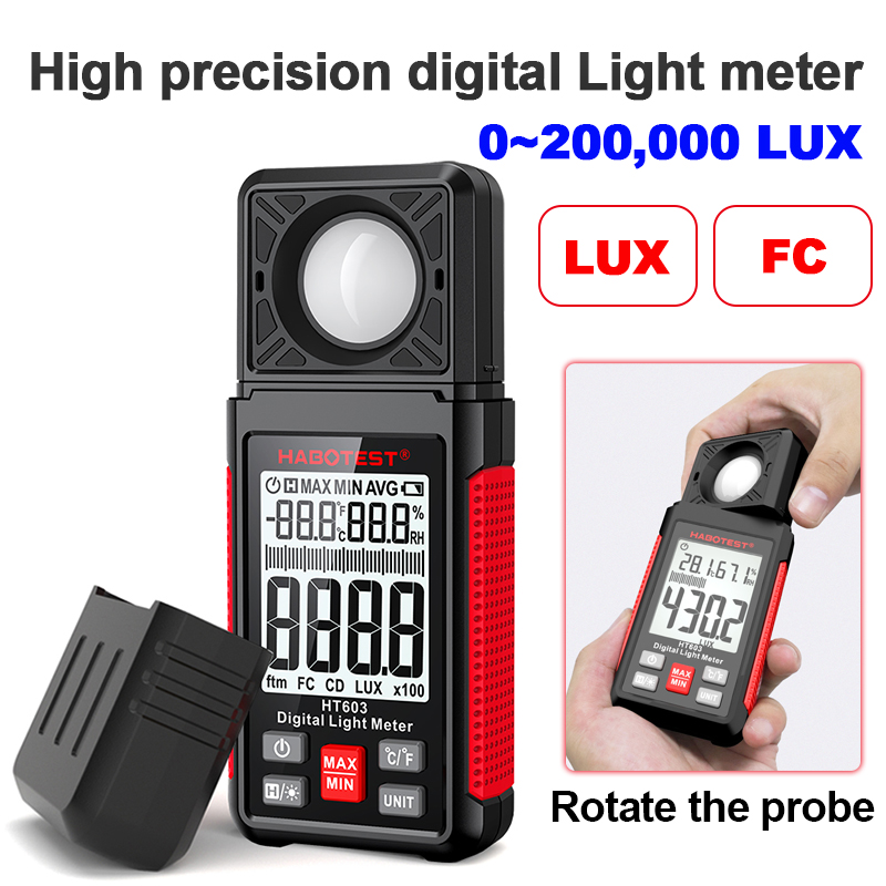 Photography Lighting Meter - HT603 デジタルルクスメーター 0～200,000ルクス LCD ルクス/FC測定 ポータブル光量計
