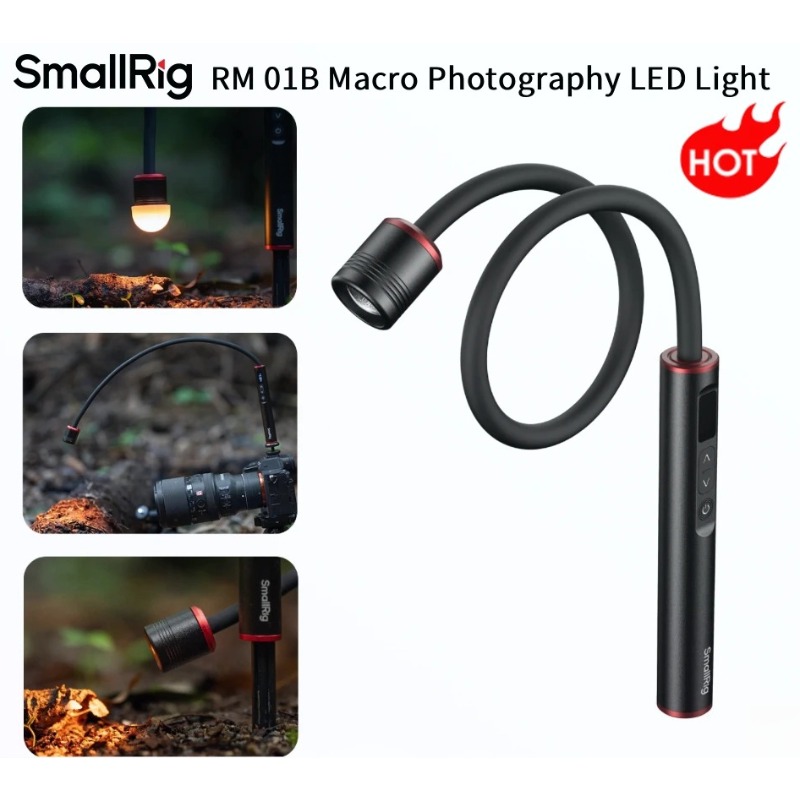 Photography Lighting Angles - SmallRig RM 01B マクロ撮影用LEDライト、コールドシューアダプター、クランプ、ディフューザー、バーンドア付き、カメラ用、ビーム角度調整可能 6225