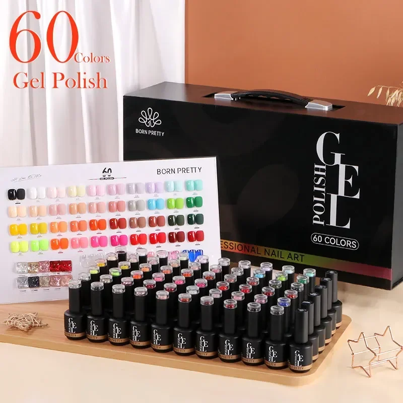 Coloured Gel Set - BORN PRETTY 60色プロフェッショナルレジンUVジェルネイルキット15ml長持ちネイルジェルポリッシュセットボックスネイル用品サロン用