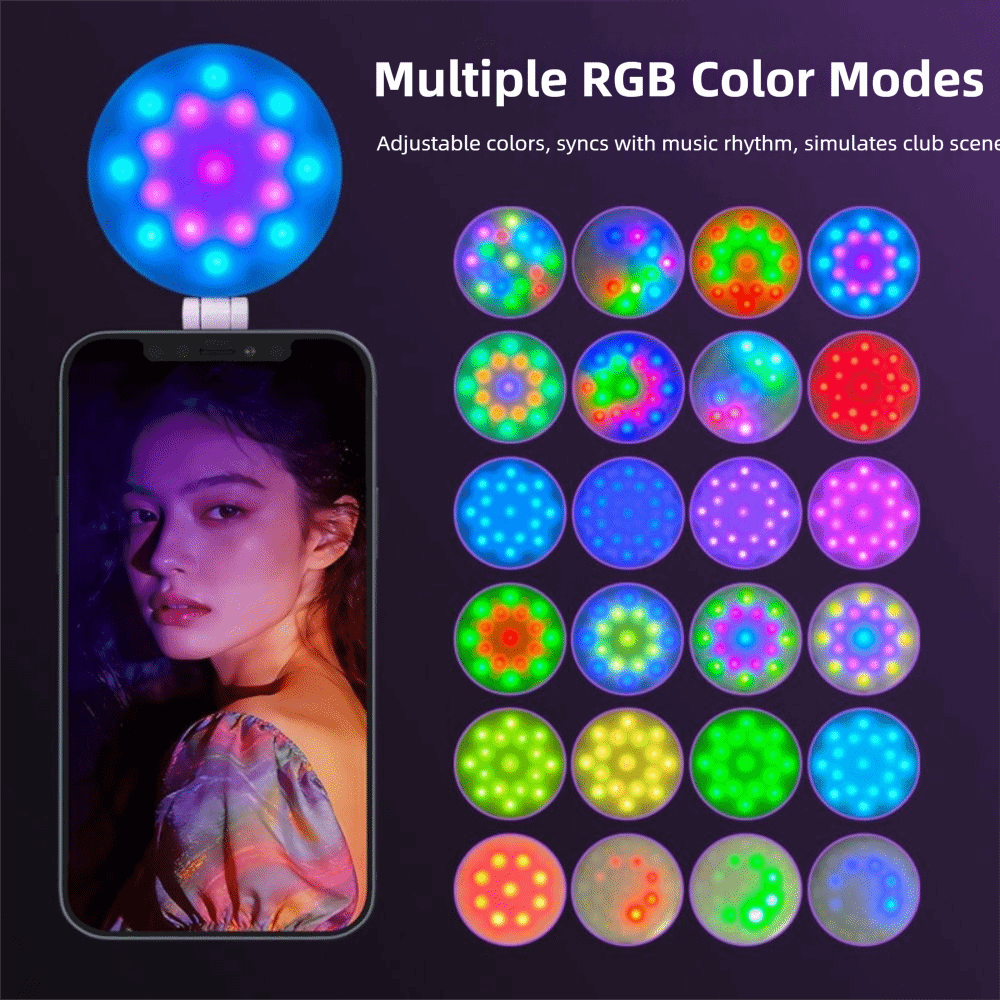 Photography Lighting Angles - 3000-6500K ポータブルミニフィルライト 三色/RGB LED 磁気吸着ポケット撮影ライト 360