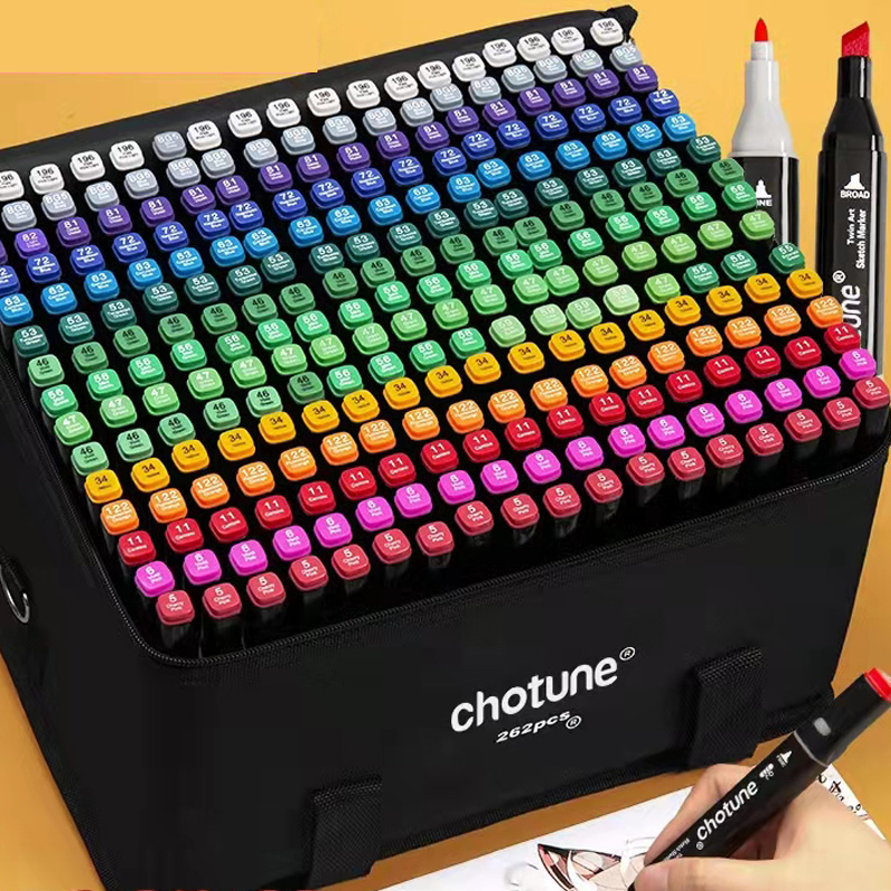 Coloured Gel Set - 24-80 色双頭油性マーカーセットスケッチ描画グラフィティアートマーカー学生学用品文具ゲルペン