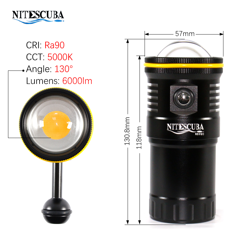 Nitescuba NSV60 LED ダイビングビデオライ - Photography Lighting Angles のレビューと価格