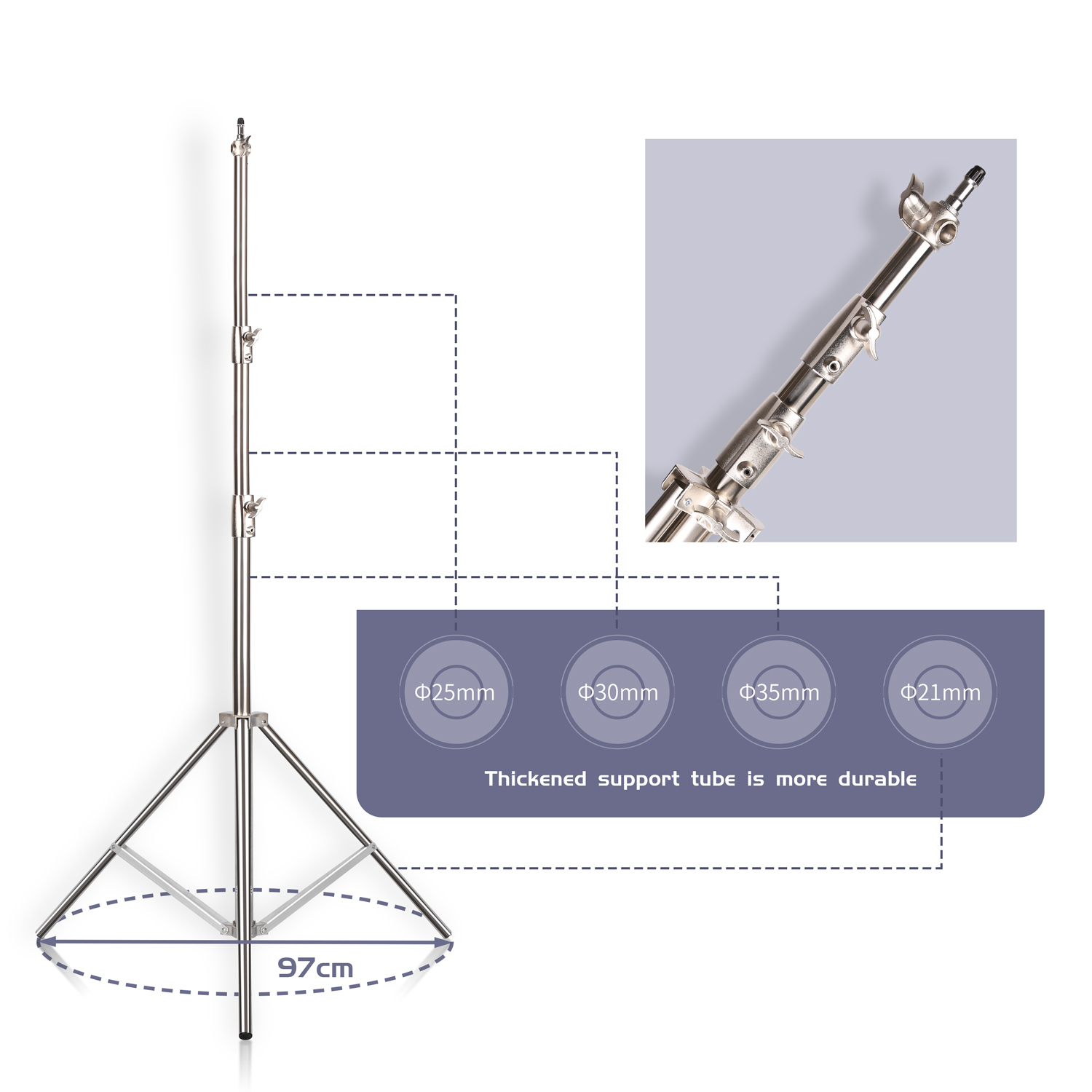 Sh-ステンレス鋼ライトスタンド、LEDライト用三脚サポート - Photography Lighting Triangle のレビューと価格