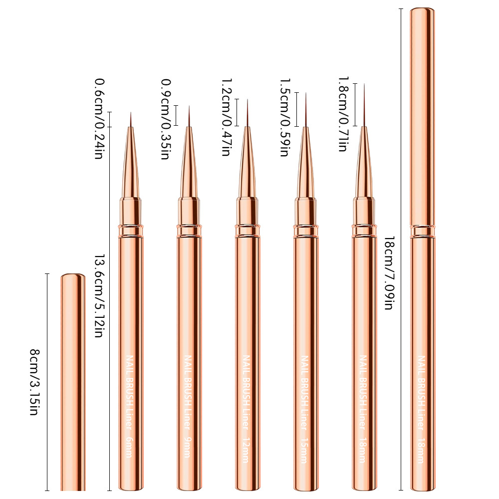 5本セット ネイルアートライナーブラシセット 手描きブラシ  - Coloured Gel Set のレビューと価格