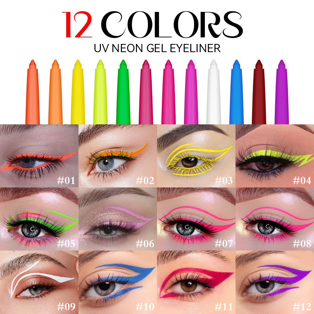 12 色蛍光アイライナーカラー UV 防水アイライナーゲルペ - Coloured Gel Set のレビューと価格