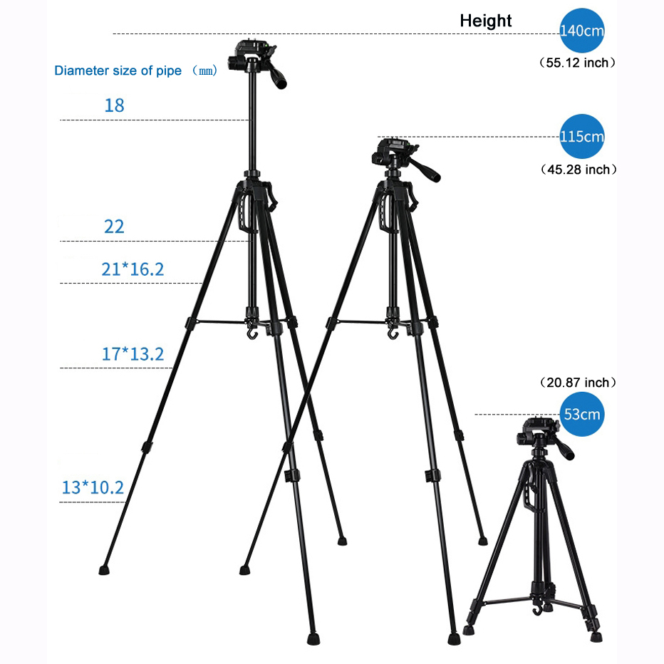 55インチユニバーサル三脚スタンド（携帯電話、カメラ、双眼鏡 - Photography Lighting Triangle のレビューと価格
