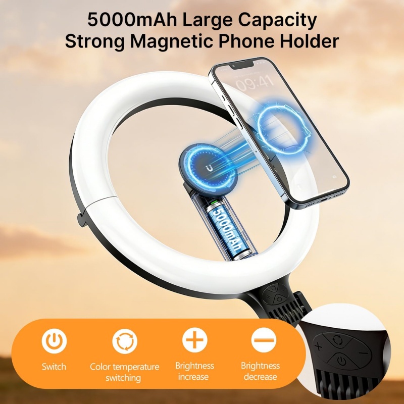 10インチリングライト付き磁気オーバーヘッドフォンマウント、 - Photography Lighting Triangle のレビューと価格