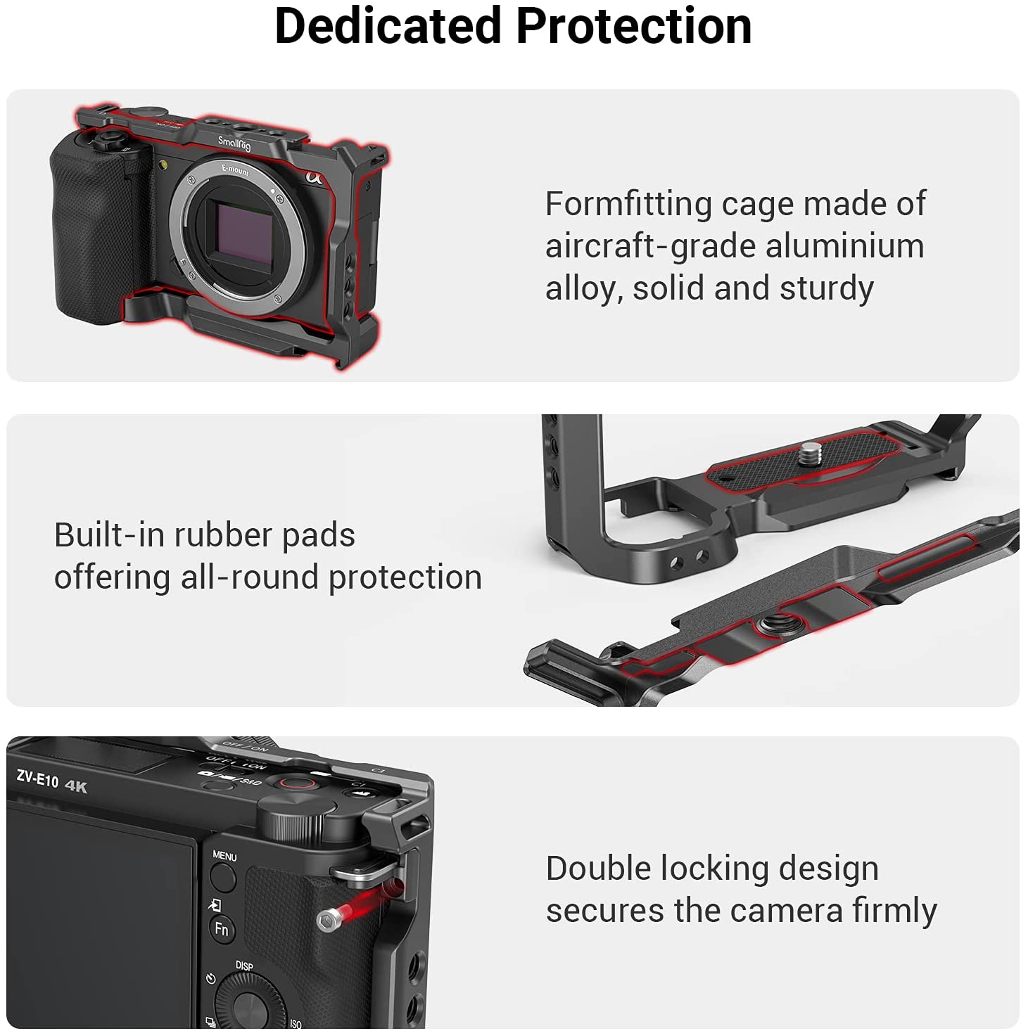 Smallrig-シリコンケージ付きカメラケージ,Sonyz - Sony Camera Zv-E10 のレビューと価格
